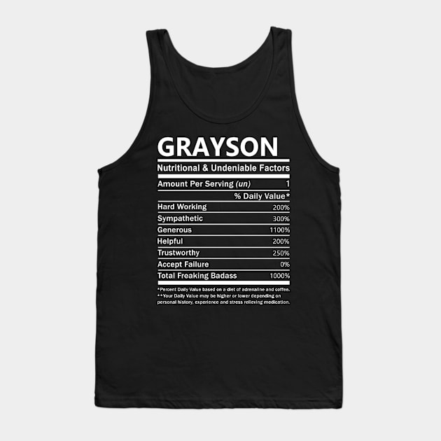 Grayson Name T Shirt - Grayson Nutritional and Undeniable Name Factors Gift Item Tee Tank Top by nikitak4um